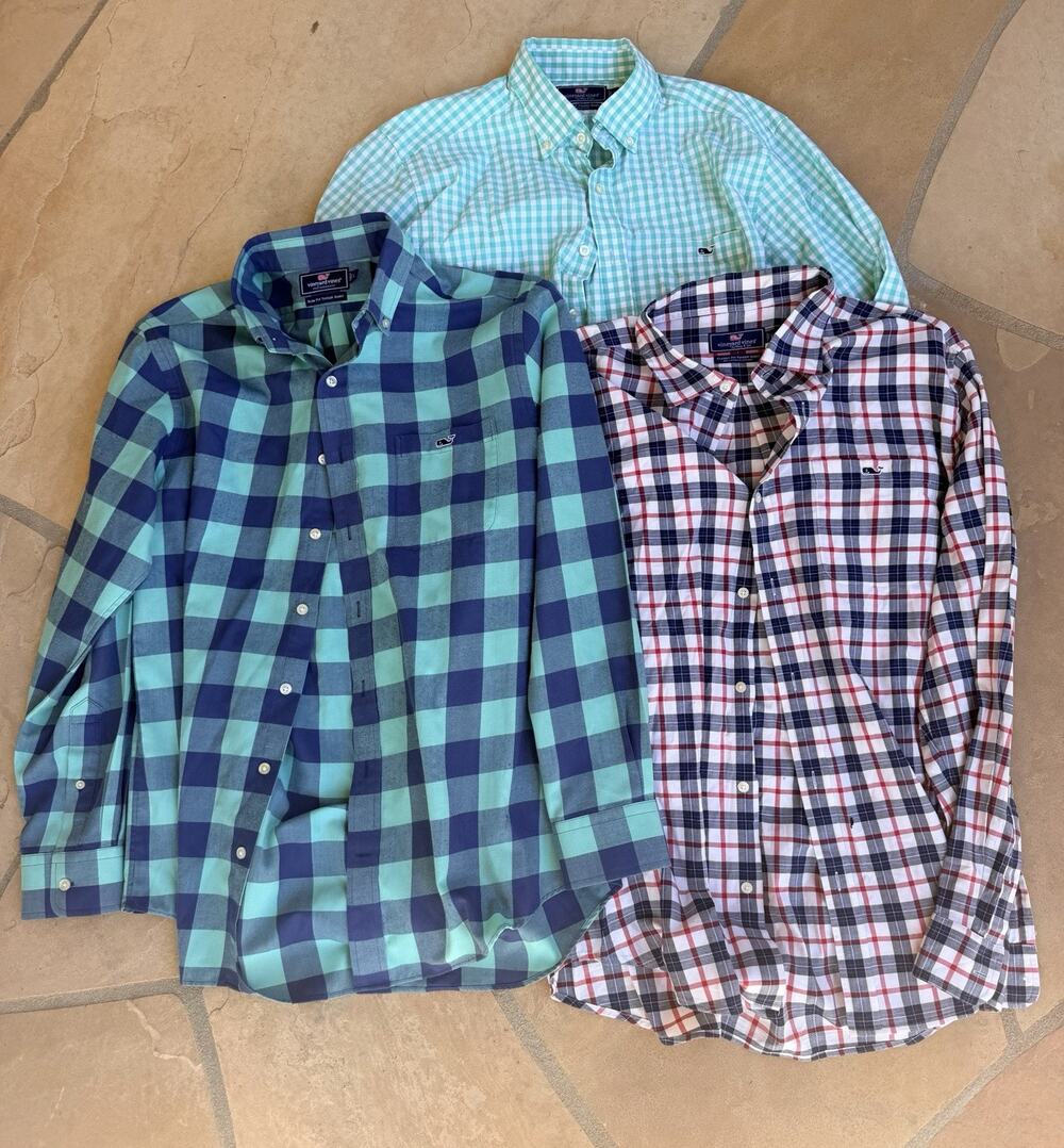Vineyard Vines Performance Shirts Men Plaid bundle Lot Of 3 Large CB